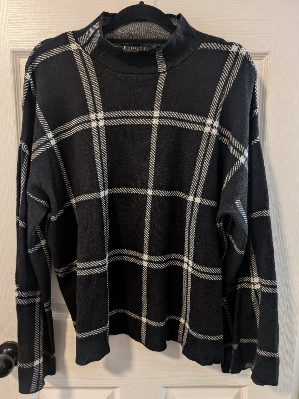 Eloquii Knit Pant Set (Black/White Plaid)